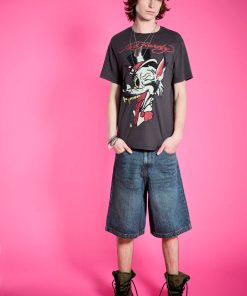 Alternative view of Wolf Head Throwback Rhinestone Tee
