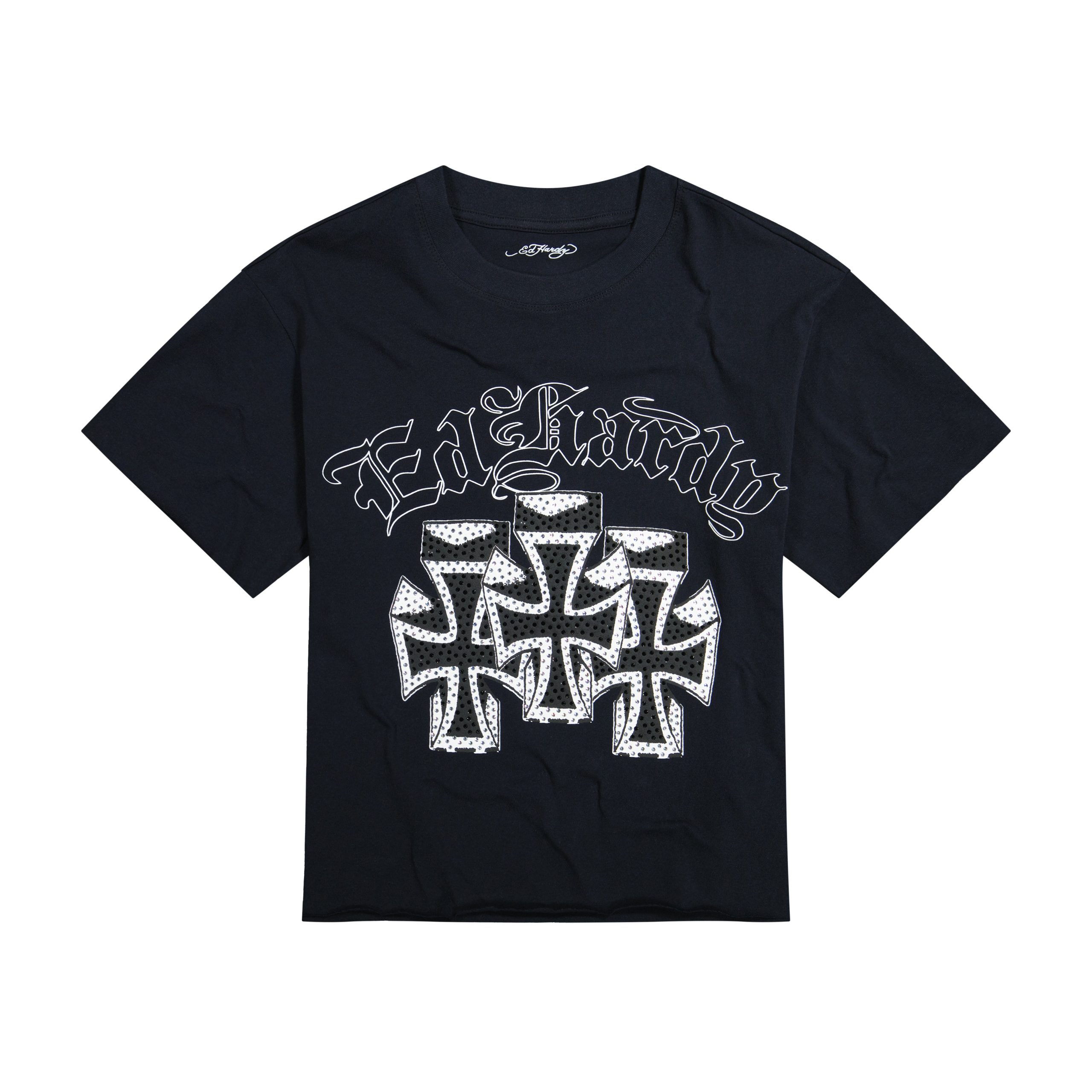 Crosses Rhinestone Boxy Cropped Tee - Image 3