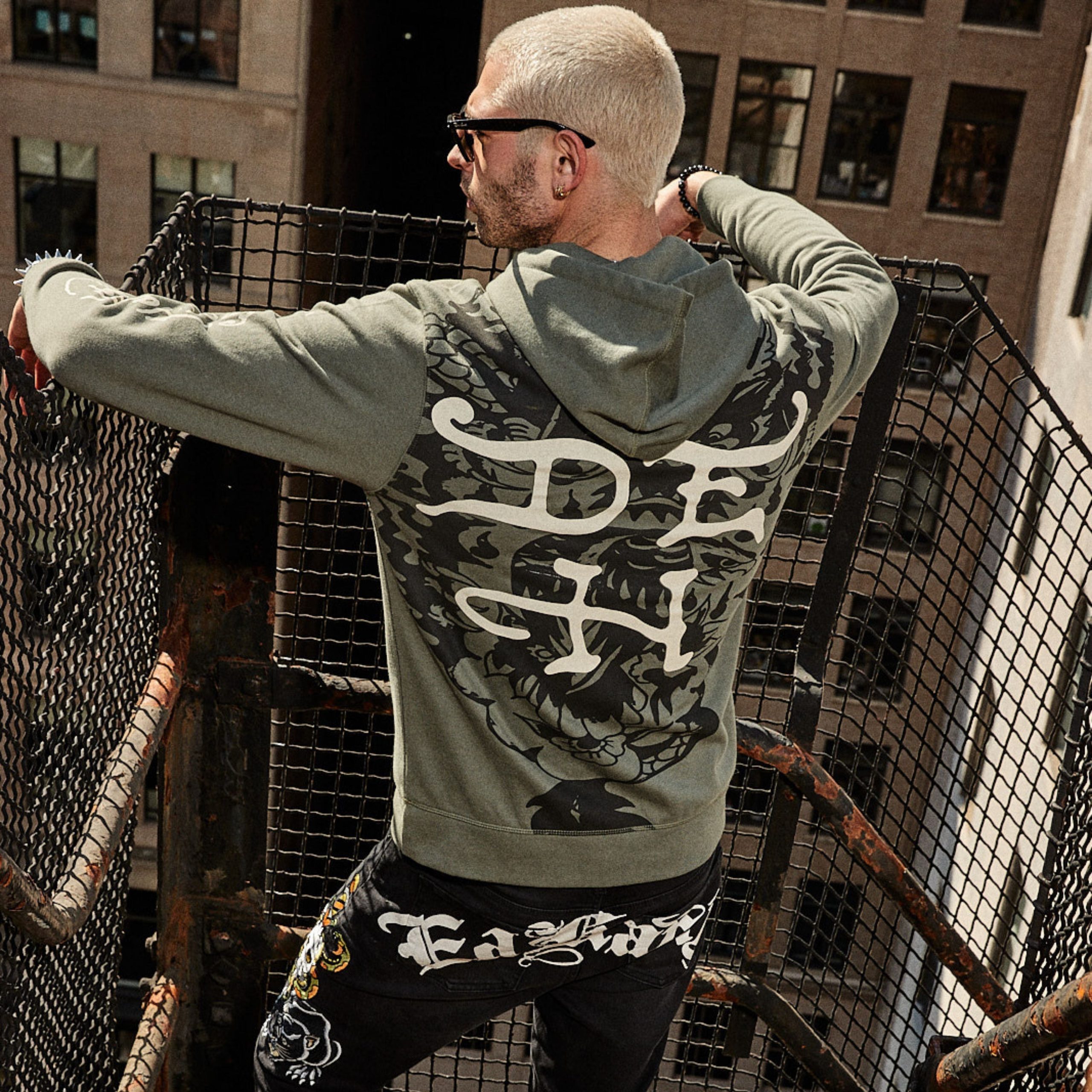 Dragon Wings Olive Pullover Hoodie - Image 2