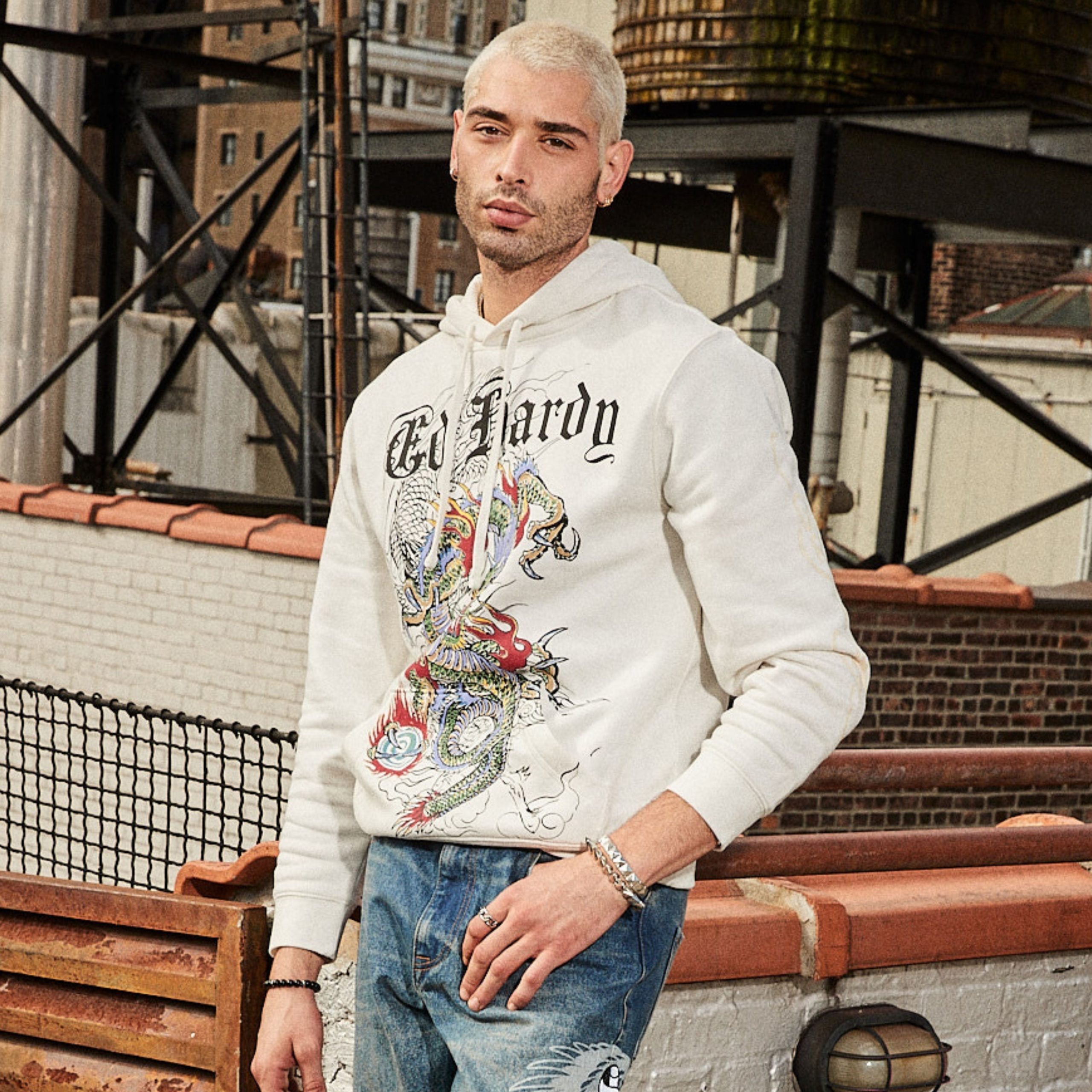 Japan Dragon Ivory Pullover Hoodie - Image 2