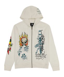 Flame Skull Hoodie - Ivory