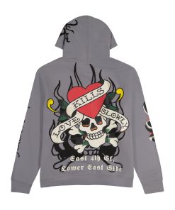 Alternative view of LKS Skull Hoodie - Light Grey