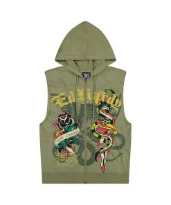 Dagger Rose Fleece Cut Off Hoodie