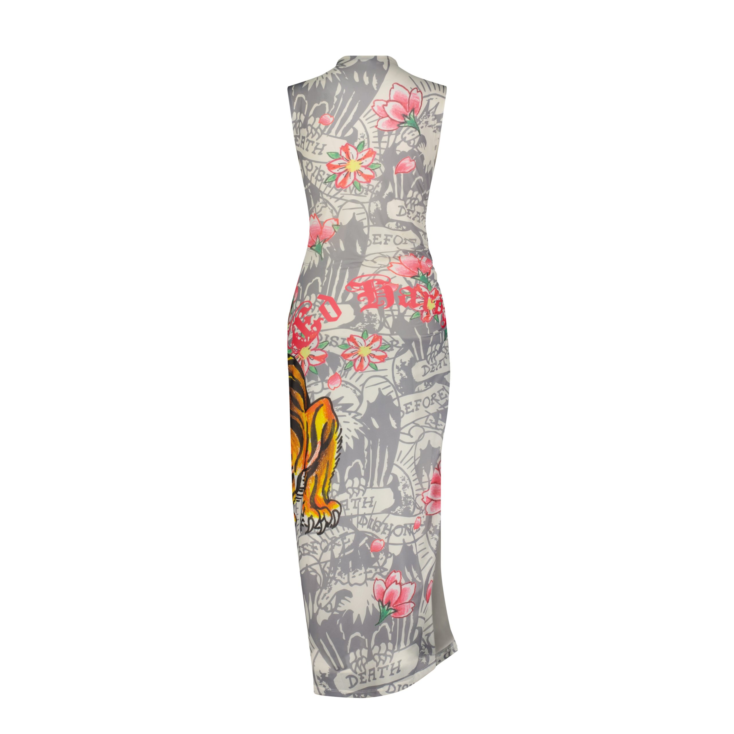 Crawling Tiger Print Mesh Maxi Dress - Image 2