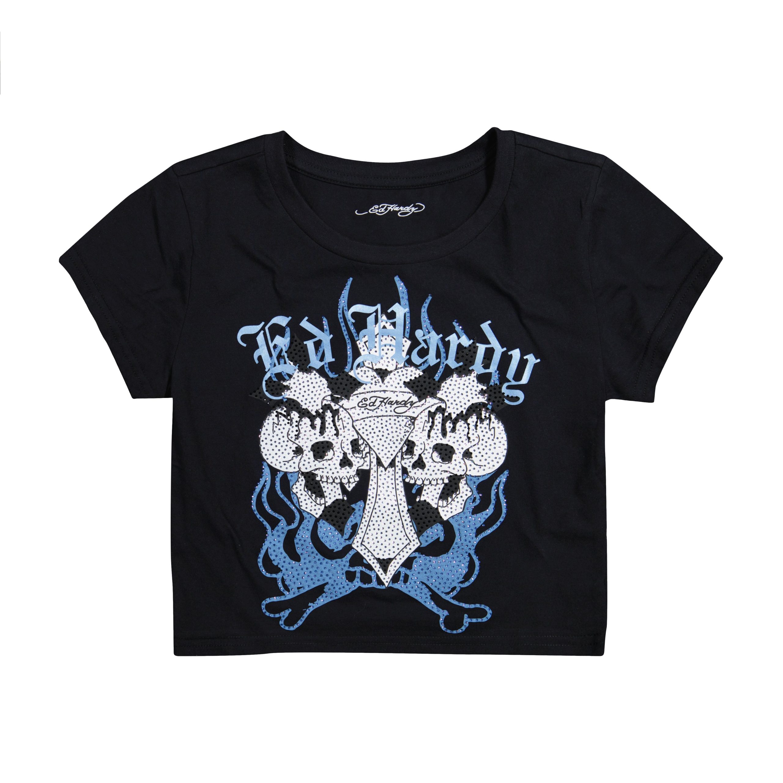Skull Crosses Rhinestone Baby Tee - Image 3