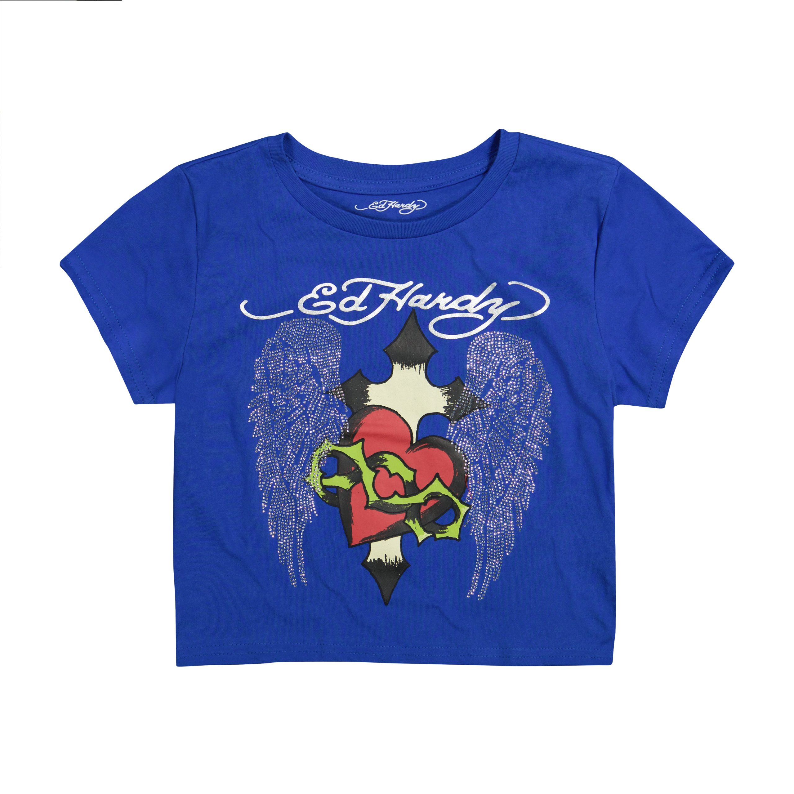 Sacred Heart Wings Rhinestone Baby Tee - Image 3