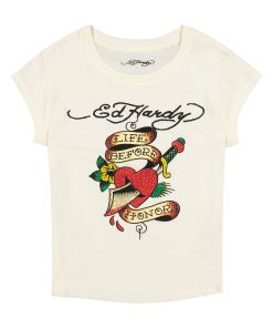 Heart Sword Rhinestone Cap Sleeve Tee