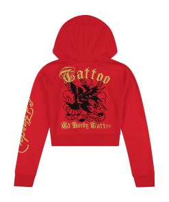 Alternative view of Broken Hearts Cherry Zip Front Cropped Hoodie