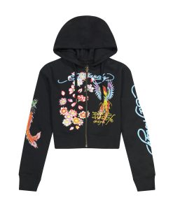 Phoenix Cropped Hoodie - Black