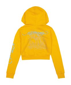 Alternative view of Butterflies Cropped Hoodie - Marigold