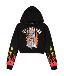 Tiger Flame Zip Front Hoodie