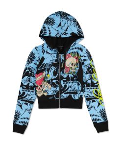 LKS Skull Zip Cropped Fleece Hoodie