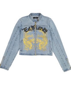 Dragon Panther Denim Moto Jacket