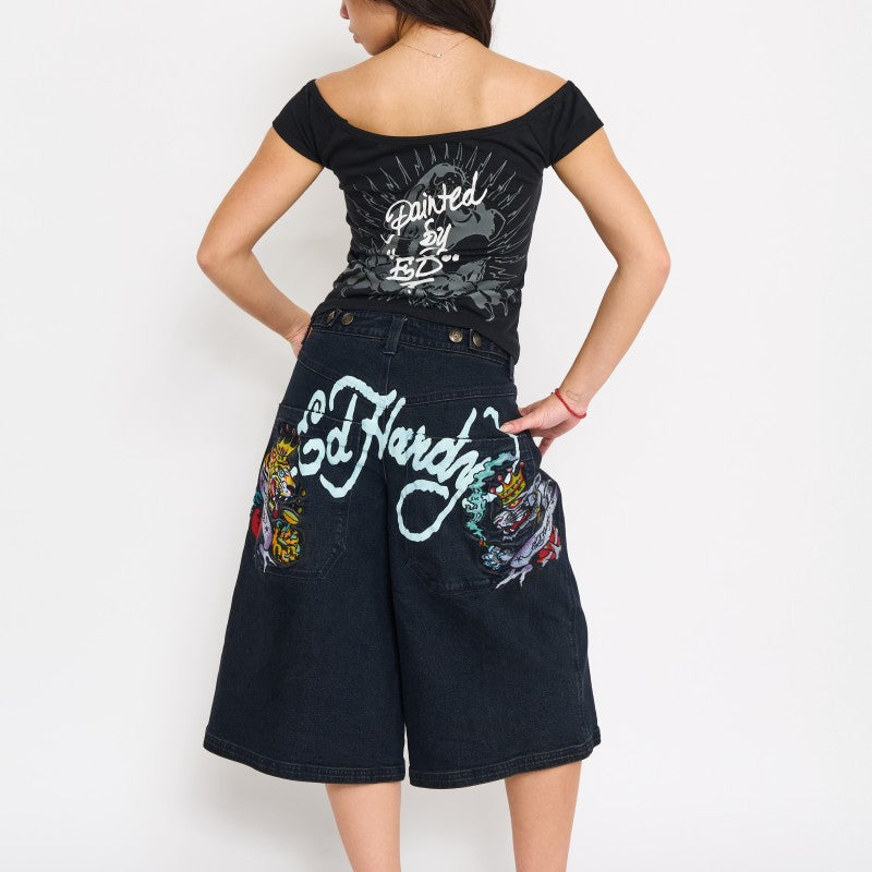 Panther Long Denim Shorts - Image 2