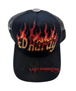 Flame Logo Rhinestone Trucker Hat
