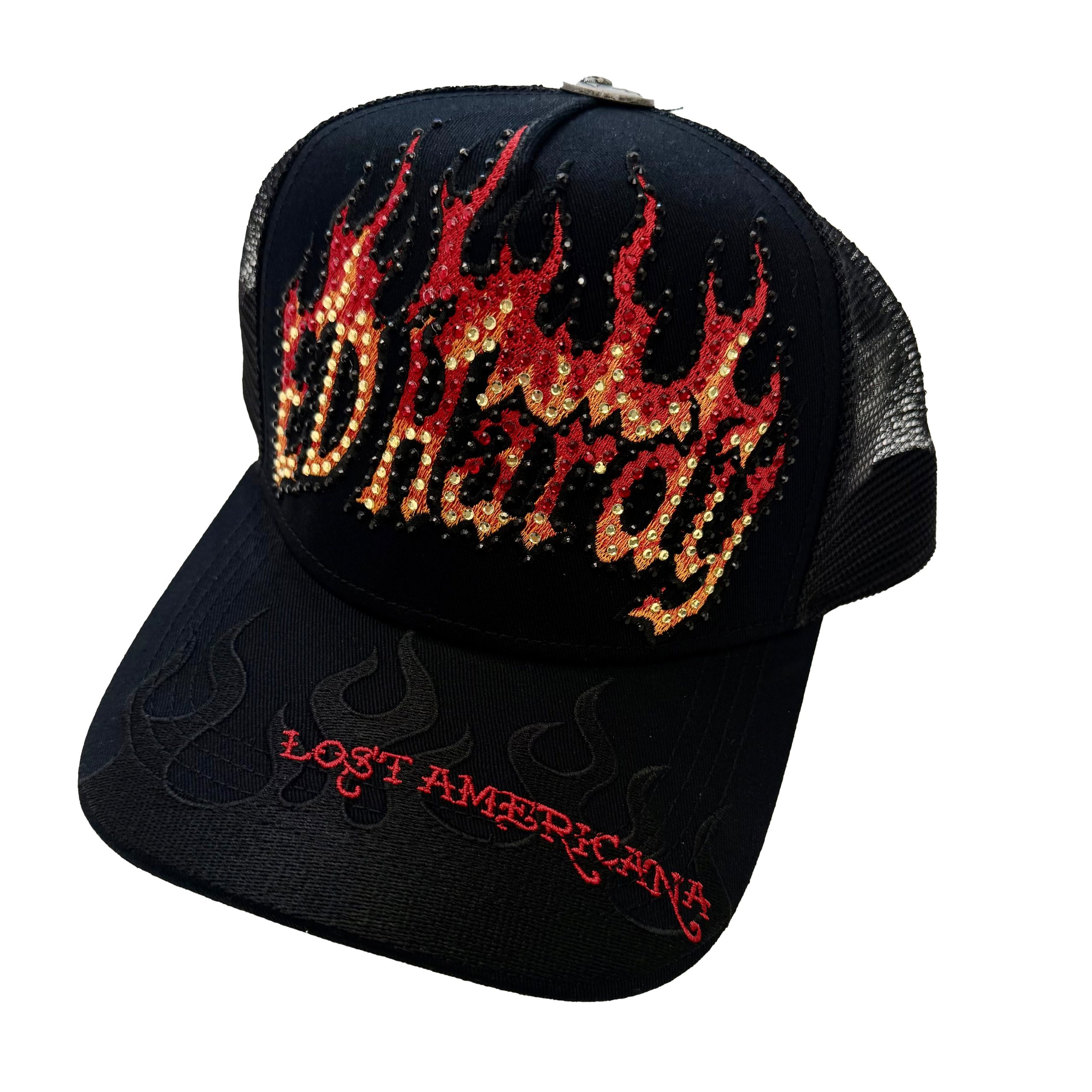 Flame Logo Rhinestone Trucker Hat - Image 2