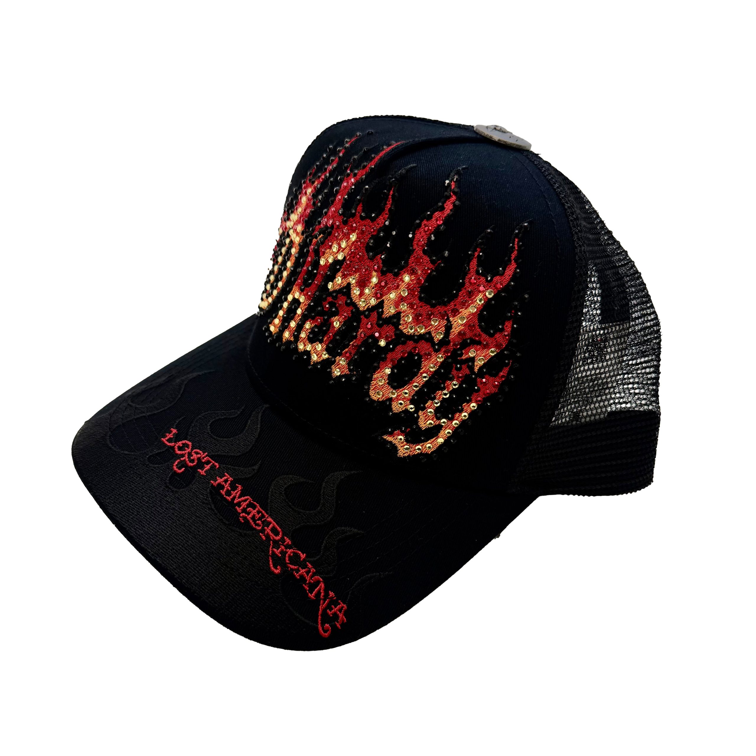 Flame Logo Rhinestone Trucker Hat - Image 3