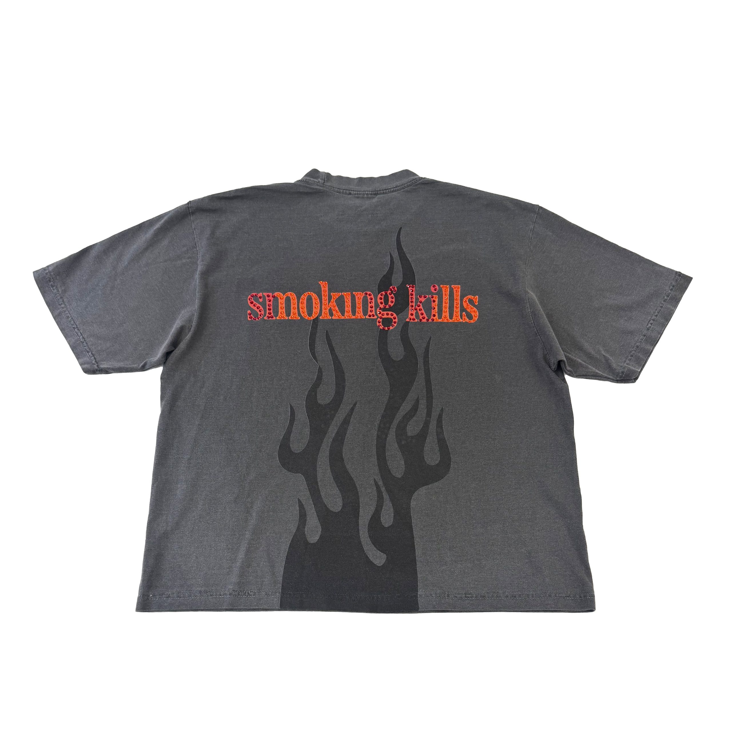 Flames Shadow Rhinestone Boxy Tee - Image 2