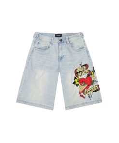 Dagger Sword Denim Shorts